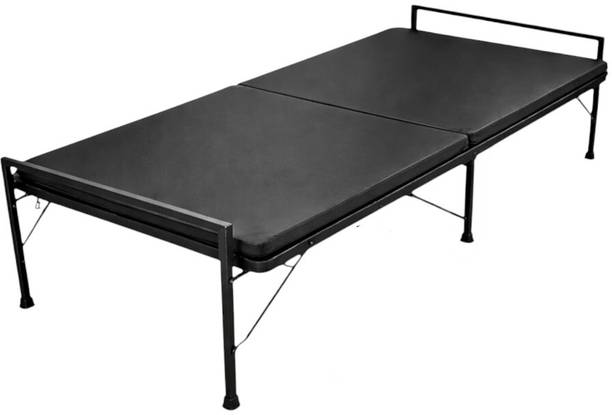 NATTNAK WE TRULY CARES Folding Bed with Metal Frame & Cushioned Mattress | Space Saving Cot 30x72 Inch Metal Single Bed, 182 cm x 76 cm (5.97 ft x 2.49 ft)
