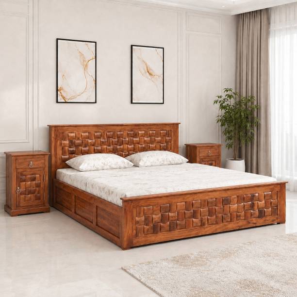 SONA ART & CRAFTS Niwar Sheesham Wood King Size Bed with Storage Box Solid Wood King Box Bed, 208 cm x 187 cm (6.82 ft x 6.14 ft)