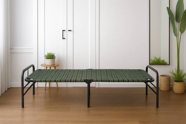 StarCollection Foldable Bed Portable Single Folding Bed Niwar Charpai Khatiya Bed for Sleeping Metal Single Bed, 60 cm x 180 cm (1.97 ft x 5.91 ft)