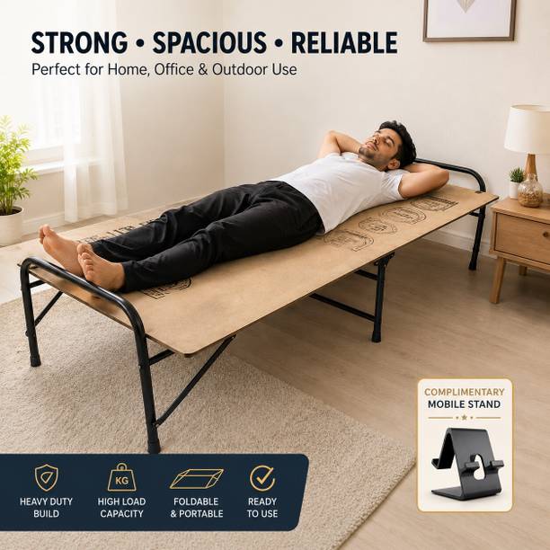 SteloCart Heavy Duty Wooden Folding Bed/Cot Portable Termite Free-with Free Phone Stand- Solid Wood Single Bed, 183 cm x 92 cm (6.0 ft x 3.02 ft)