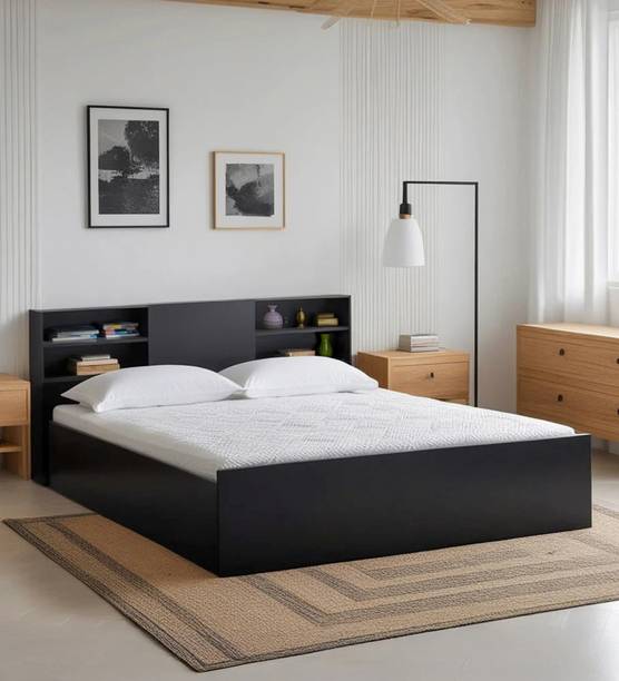 Mintwud From Pepperfry Persia Queen Size Bed with Box Storage & Headboard Storage Engineered Wood Queen Box Bed, 201 cm x 158 cm (6.59 ft x 5.18 ft)