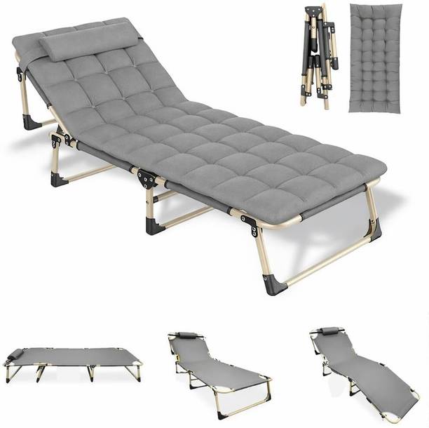 Hukimoyo 5in1 Folding Bed Single for Sleeping Adults Removable Soft Cushion Metal Single NA Bed, 190 cm x 63 cm (6.23 ft x 2.07 ft)