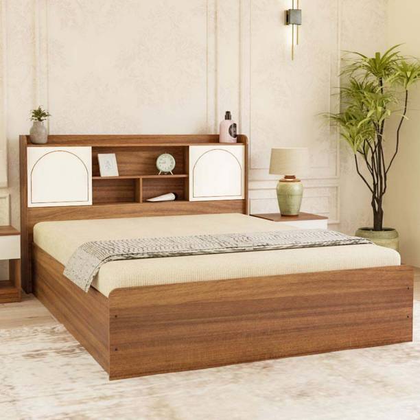 neuspace Amber King Size Bed with Headboard & Box Storage Engineered Wood |Arch| Engineered Wood King Box Bed, 221 cm x 194 cm (7.25 ft x 6.36 ft)