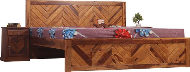 rf royal finish Vesto King Size(72"x78") Without Storage,12-Month Warranty,Single Bedside Solid Wood King Bed