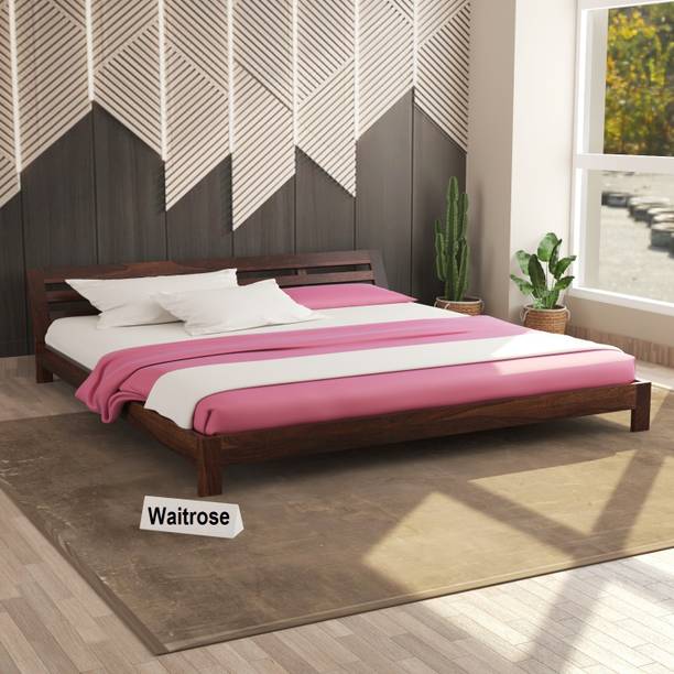 WAITROSE Solid Sheesham Wood King Size Bed without Storage for Bedroom | Living Room Solid Wood King Bed, 193.04 cm x 208.28 cm (6.33 ft x 6.83 ft)