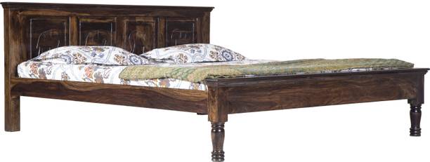 VRIKSHH Solid Sheesham Wood King Size Bed with Headboard Support | Home & Hotel Use Solid Wood King Bed