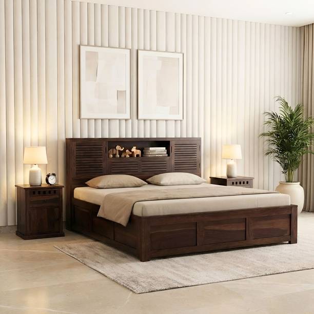 SONA ART & CRAFTS Urban Sheesham Wood King Size Bed with Storage Box Solid Wood King Box Bed, 220 cm x 187 cm (7.22 ft x 6.14 ft)