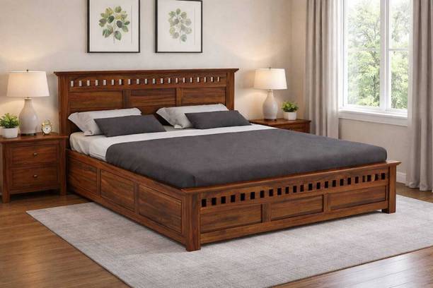 Timeless Designs WONTERO Wooden Bed Solid Wood King Box Bed, 206 cm x 191 cm (6.76 ft x 6.27 ft)