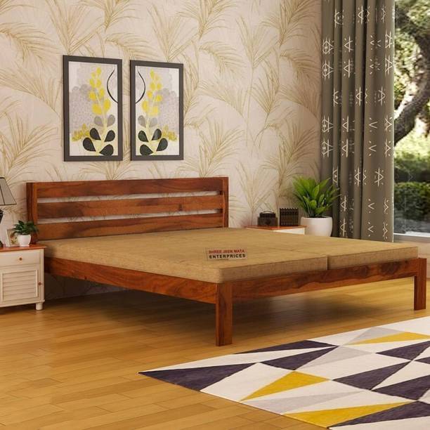 Shree Jeen Mata Enterprises SJME Solid Sheesham Wood Queen Size With Mattress For Bed For Bed Room Solid Wood Queen Bed, 157.48 cm x 205.74 cm (5.17 ft x 6.75 ft)