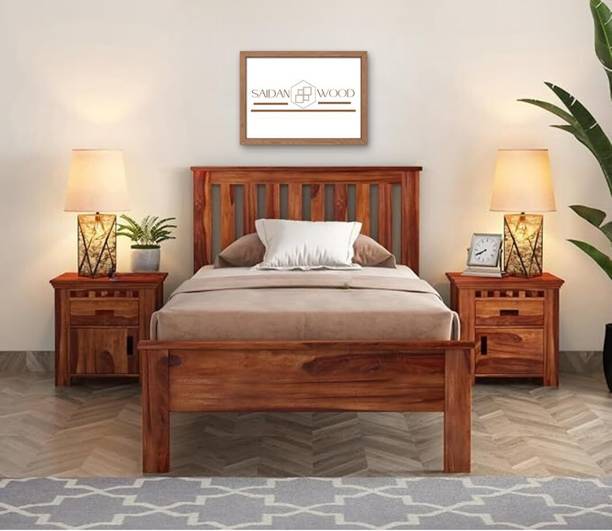SaidanWood Zefor Single Sheesham Wood Bed for Bedroom | Sheesham Wood Bed Solid Wood Single Bed, 101.6 cm x 208.28 cm (3.33 ft x 6.83 ft)