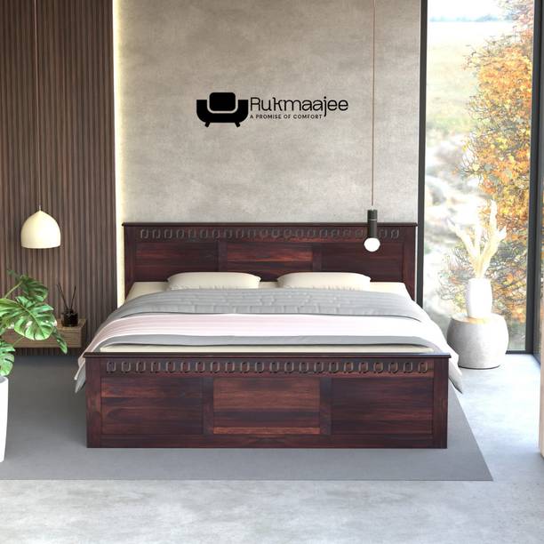 Rukmaajee Walnut Series Solid Wood King Box Bed, 45 cm x 182 cm (1.48 ft x 5.97 ft)