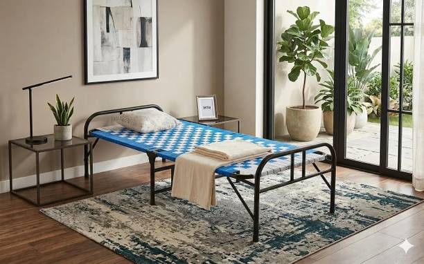 Malik Enterprises Foldable Bed Portable Single Folding Bed Niwar Charpai Khatiya Bed for Sleeping Metal Single Bed, 180 cm x 90 cm (5.91 ft x 2.95 ft)