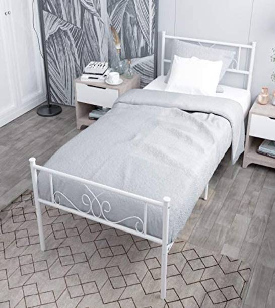Vibrant Interior Amol White (6x3) Metal Single Bed