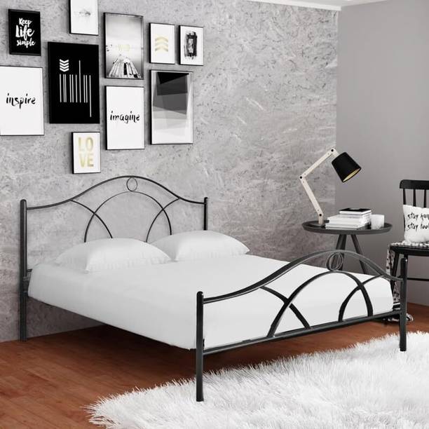 Royal Interiors Aiden Metal Bed Queen Size Without Storage Palang Metal Queen Bed
