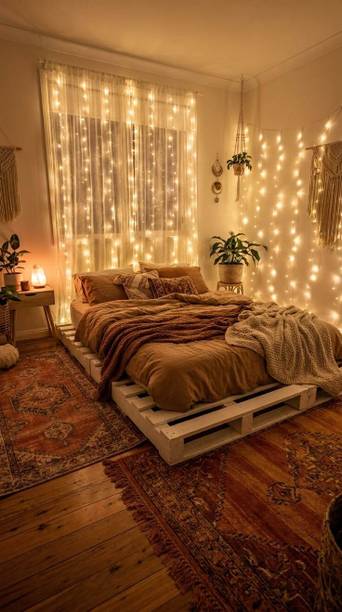 Knowk knock Beautiful 4×6 ft Pine Wood Pallet Bed Rustic Modern Wooden Furniture Solid Wood Double Bed, 183 cm x 122 cm (6.0 ft x 4.0 ft)