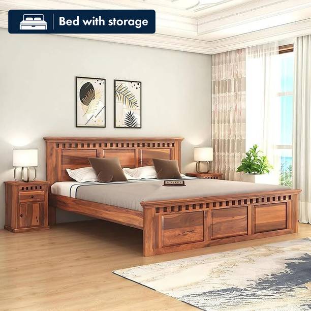 SONA ART & CRAFTS Kuber Sheesham Wood King Size Bed Without Storage Solid Wood King Bed, 208 cm x 190 cm (6.82 ft x 6.23 ft)