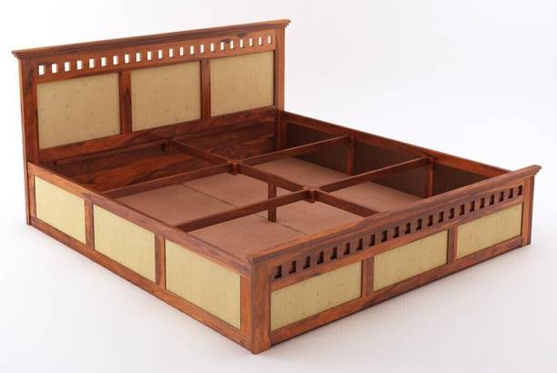 SAVITRIDECOR Sheesham Wood Bed For Bedroom/Wooden Cot/Palaung/Bed With Box Storage For Home Solid Wood King Box Bed