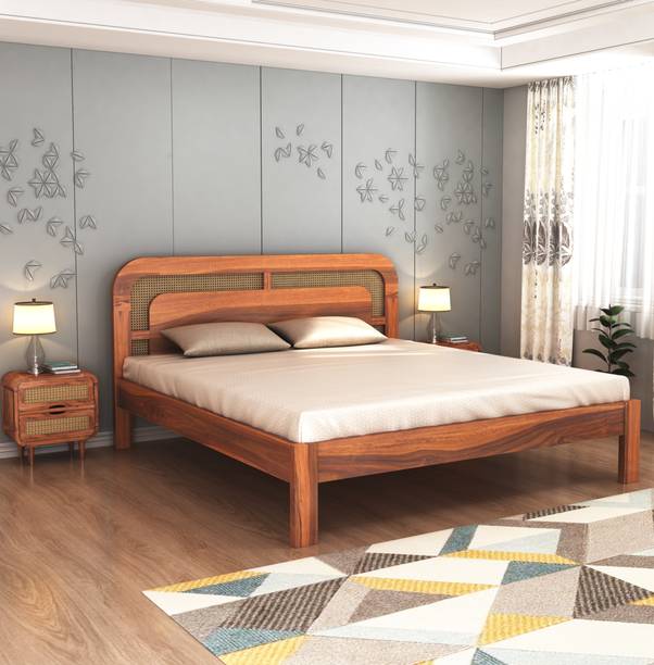 CARLTON LONDON Rattan Rosewood ( Sheesham ) Solid Wood King Bed