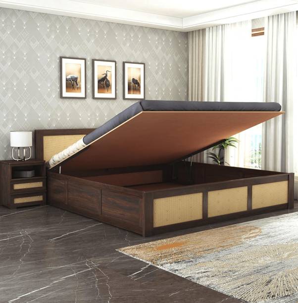 SAVITRIDECOR sheesham wood hydraulic storage bed King size premium wood bed for living room Solid Wood King Hydraulic Bed