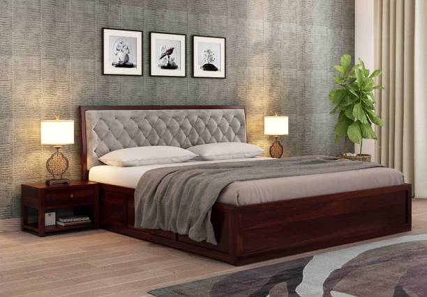 Woodenio Sheesham Wood Queen Bed with Storage Box Finish -Walnut, DIY(Do-It-Yourself) Solid Wood Queen Box Bed, 208.28 cm x 157.48 cm (6.83 ft x 5.17 ft)