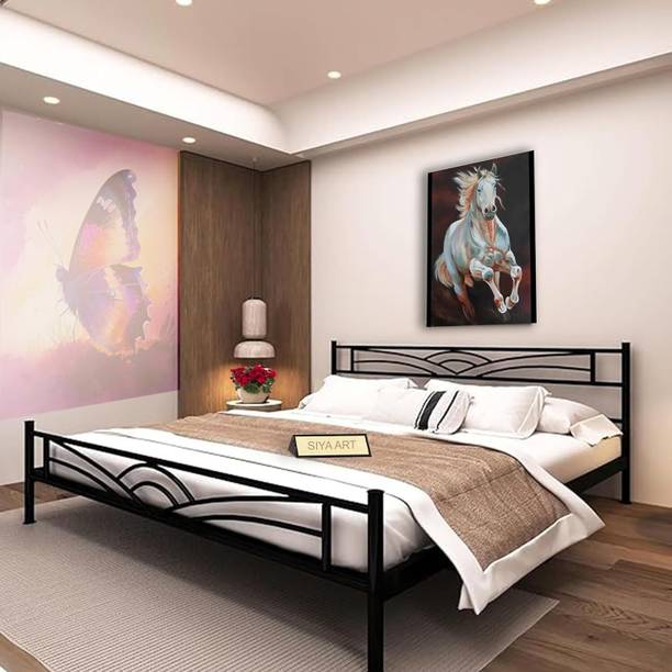 SIYA ART Aroma Metal Painted Frame King Size Bed | Metal Double Bed With Headboard Metal King Bed
