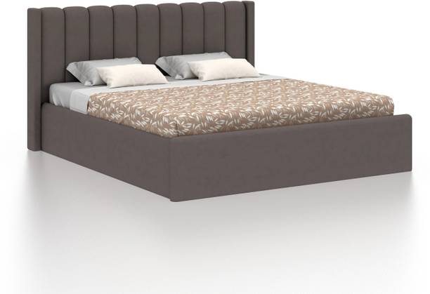 Ganpati Arts Wooden Upholstered Bed with Tufted Headboard/Wooden Cot/Palaung For Bedroom Engineered Wood King Box Bed