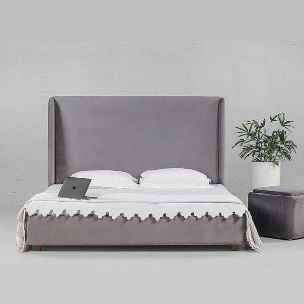 shivang mattress Fabric Upholstered Queen Size Bed With High Headboard For Bedroom/ Kids Room || Engineered Wood Queen Bed