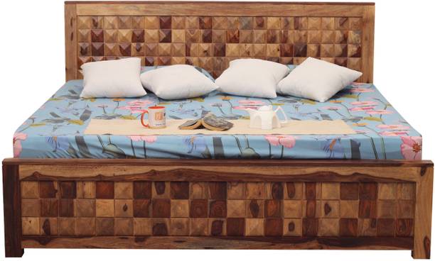 Sheesham Craft Diamondie King Size(72"x78") Without Storage,12-Month Warranty,Natural Colour Solid Wood King Bed