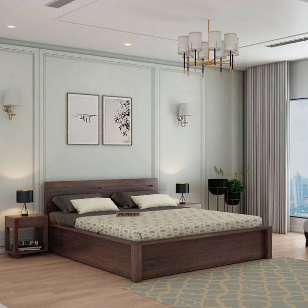 WOODENJOY Sheesham Wood Bed/Wooden King Bed/Wooden Bed/Cot With Box Storage For Home Solid Wood King Box Bed