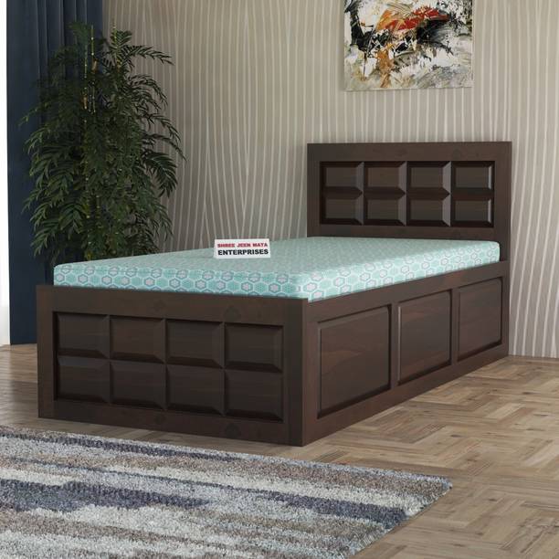 Shree Jeen Mata Enterprises Solid Sheesham Wood Single Bed Without Mattress For Bed Room , Hotel . Solid Wood Single Box Bed