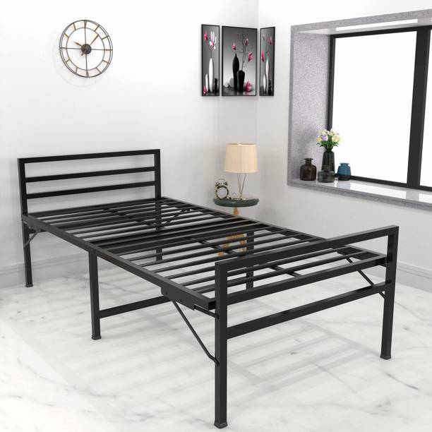HoneyTouch Jasper Folding Bed Single Without Mattress |No Assembly Required| (3ft x 6ft) Metal Single Bed