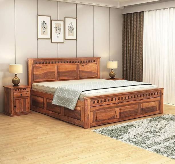 SONA ART & CRAFTS Kuber Sheesham Wood Queen Size Bed Drawer Storage Solid Wood Queen Drawer Bed, 208 cm x 160 cm (6.82 ft x 5.25 ft)