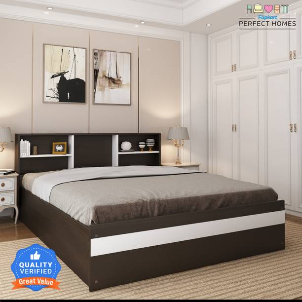 Flipkart Perfect Homes Opus Engineered Wood Queen Box Bed, 213 cm x 162.3 cm (6.99 ft x 5.32 ft)