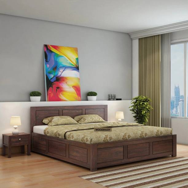 WOODENJOY Sheesham Wood Bed/Wooden King Bed/Wooden Bed/Cot With Box Storage For Home Solid Wood King Box Bed