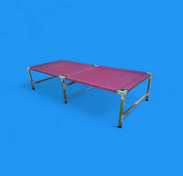 DEVTANKHI 2.5X6 FEET FOLDABLE BED WITH STAINLESS STEEL FRAME Metal Single Bed