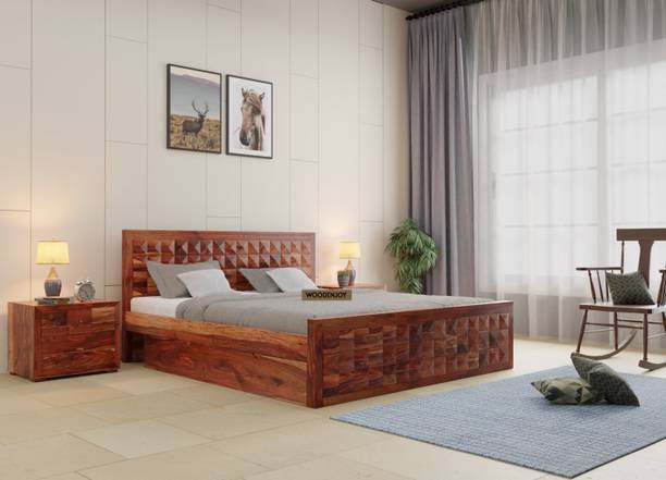 WOODENJOY Sheesham Wood Bed/Cot Bed/Palang For Bed Room/Home/Hotel Solid Wood King Drawer Bed