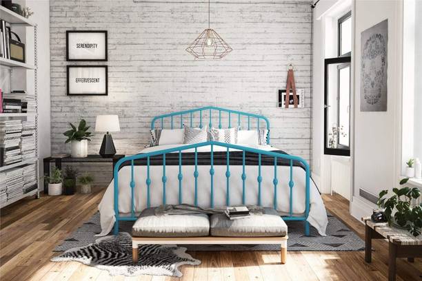 Z H Handicrafts Metal Bed Frames Platform Bed with Iron Headboard and Footboard Metal Double Bed