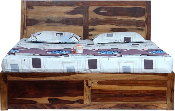 rf royal finish Simpaley King Size(72"x78") With Storage,12-Month Warranty,Natural Colour Solid Wood King Box Bed