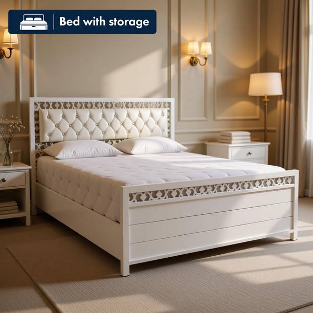 SoftSoul FURNITURE Metal King Hydraulic Bed, 190 cm x 182 cm (6.23 ft x 5.97 ft)