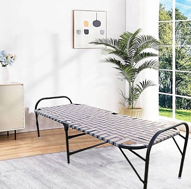 Arth Folding Cot Portable Single Folding Bed Niwar Charpai Khatiya Metal Single Bed, 35 cm x 60 cm (1.15 ft x 1.97 ft)