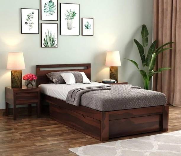 Ferrovilla Solid Wood Single Drawer Bed, 198.12 cm x 91.44 cm (6.5 ft x 3.0 ft)
