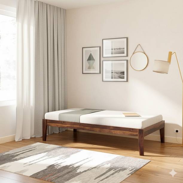 Rajgharana Solid Sheesham Wood Single Bed Without Mattress For Bed Room , Hotel . Solid Wood Single Bed