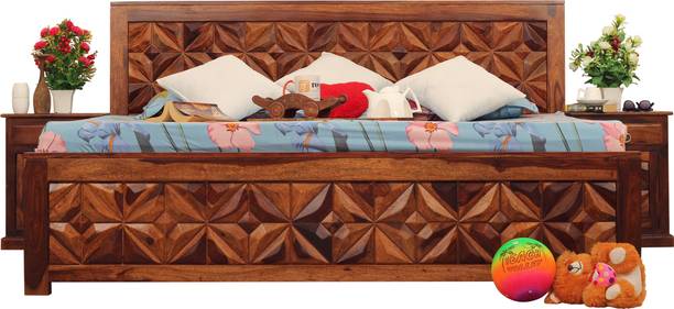 Sheesham Craft NeoFloresque King Size(72"x78") Without Storage,12-Month Warranty,Double Bedside Solid Wood King Bed