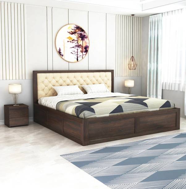 CARLTON LONDON Aston Rosewood ( Sheesham ) Upholstery Solid Wood King Bed, 203.2 cm x 190.5 cm (6.67 ft x 6.25 ft)