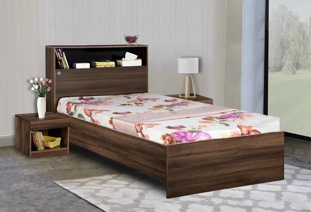 Delite Kom Urban Single Bed (83x37") | Only Headboard Shelf Storage | Assembley Included | Engineered Wood Single Bed