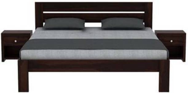 THERJART Solid Wood Bed | Wooden Bed | Wood Double Bed Solid Wood Double Bed, 208.28 cm x 190.5 cm (6.83 ft x 6.25 ft)