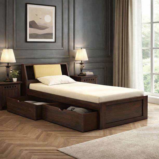 Ganpati Arts Sheesham Wood Mayor Wooden Single Cot For Home/Single Bed With Drawer Storage Solid Wood Single Drawer Bed, 98 cm x 223 cm (3.22 ft x 7.32 ft)