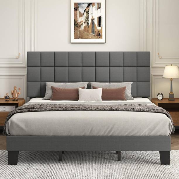 EWOOD Wooden King Bed Without Storage/Wooden Cot/Wooden Palaung/Wooden Bed For Bedroom Solid Wood King Bed, 210 cm x 190 cm (6.89 ft x 6.23 ft)