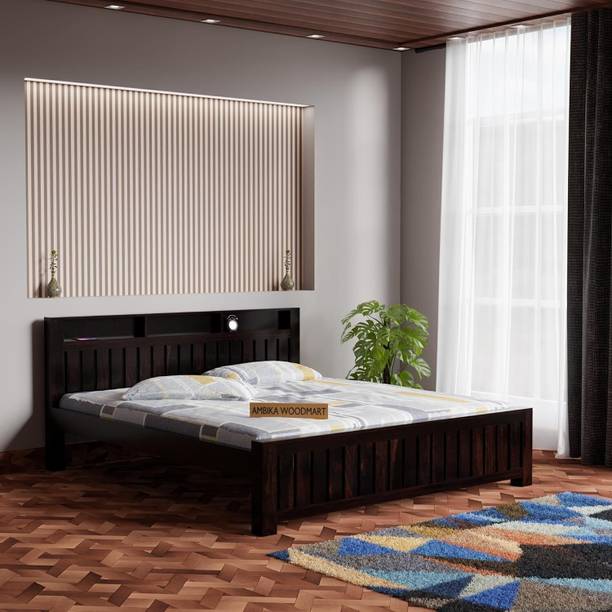 AMBICA WOODMART king bed, sheesham wood king bed, solid wood bed, bed for bed room, wooden bed Solid Wood King Bed, 215 cm x 189 cm (7.05 ft x 6.2 ft)