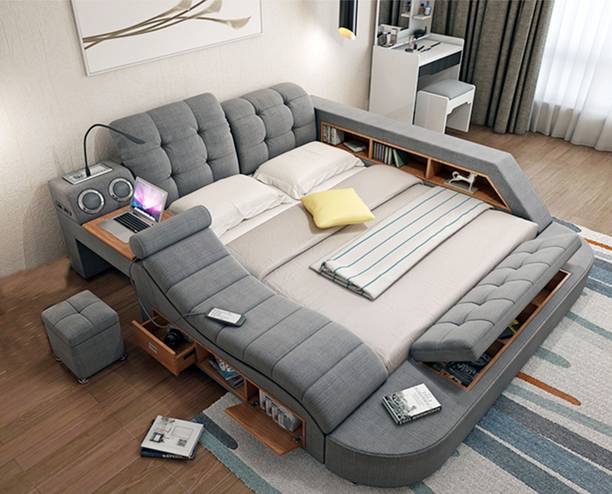 royal wood MULTI FUNCTIONAL SMART BED WITH BODY MASSAGER MUSIC SYSTEM Etc. SIZE 6X6 Solid Wood King Box Bed